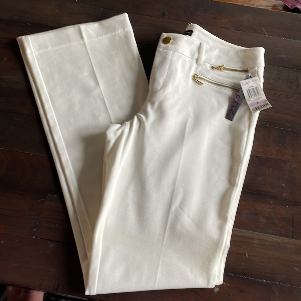 INC BootLeg size 6 white flare dress pants